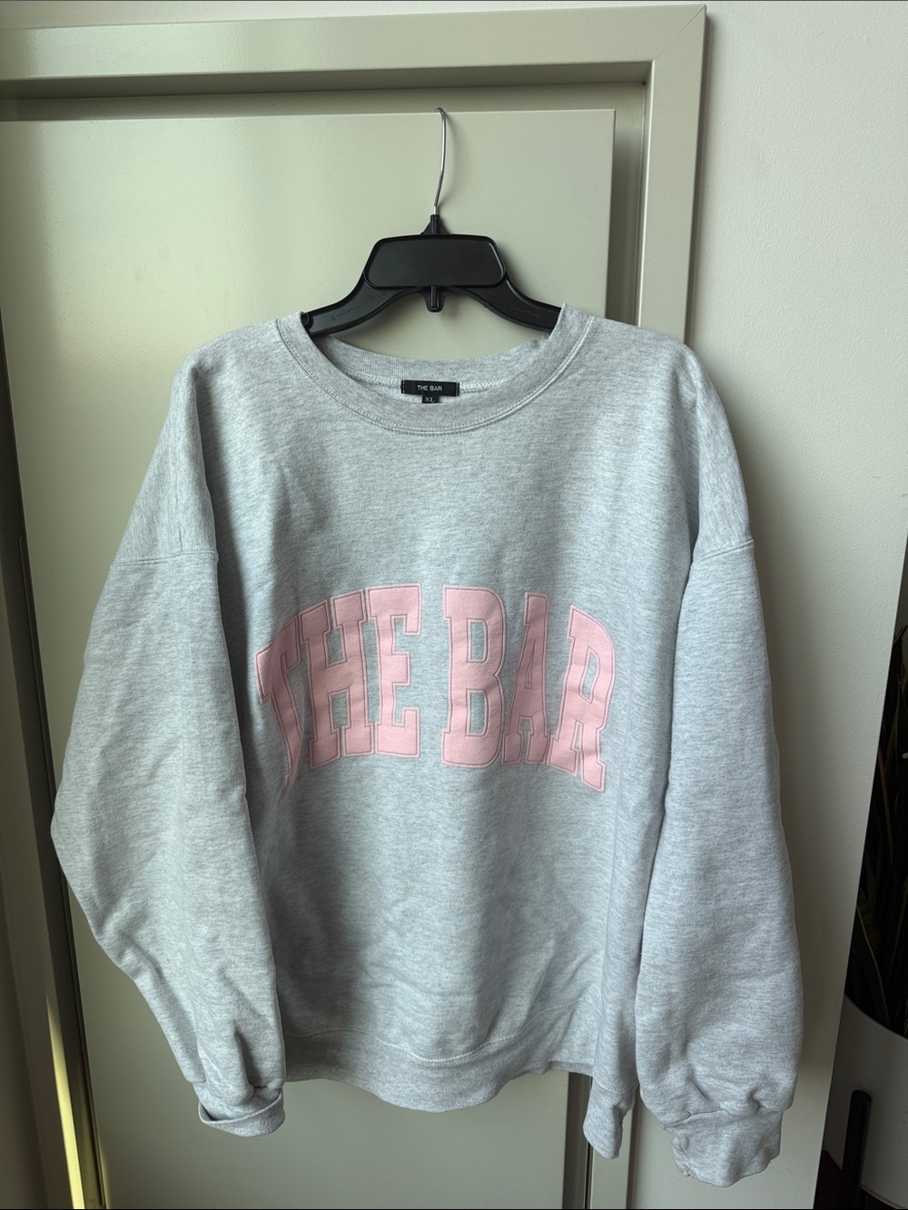 The Bar Gray Crewneck Sweatshirt with Pink Logo
